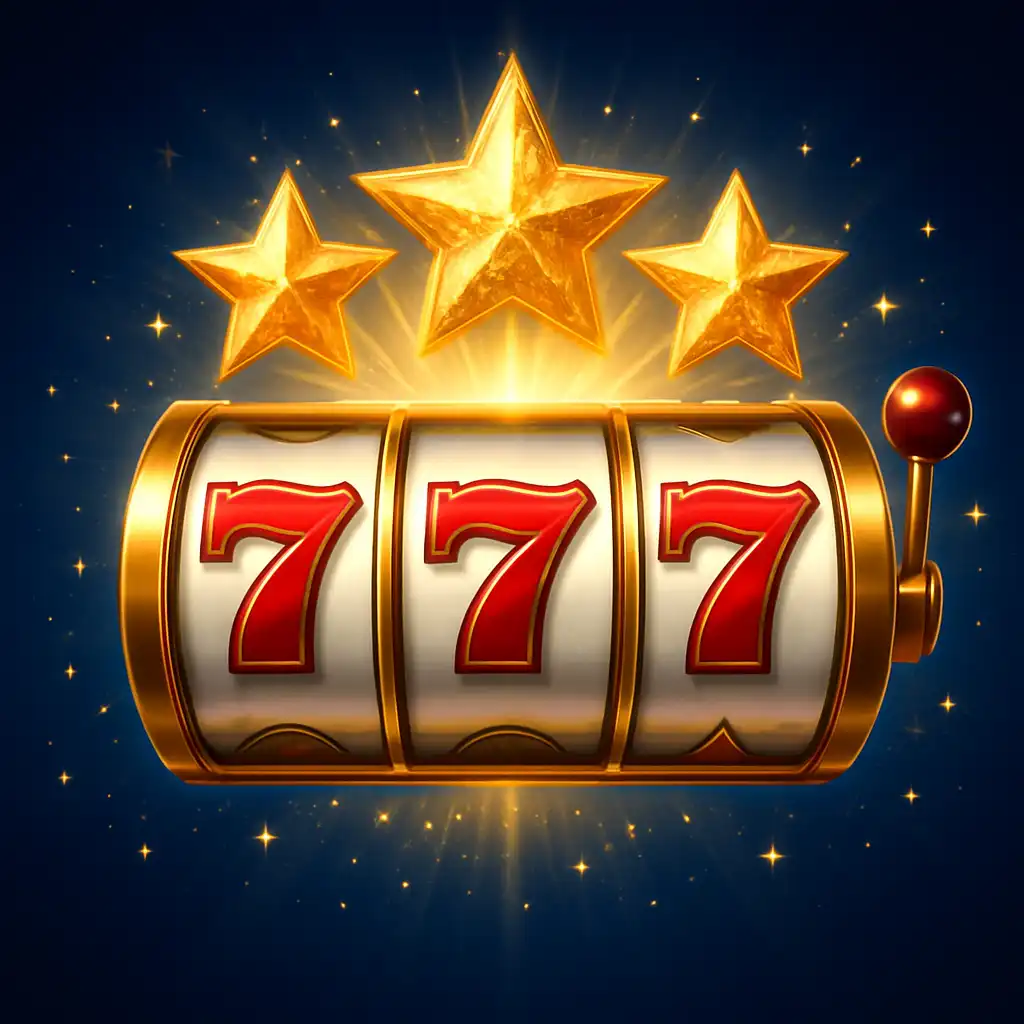Spinning slot reels with sparkling stars representing the free spins promotion
